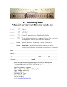 Microsoft Word - Arkansas Supreme Court Historical Society -- Membership Form[removed]doc