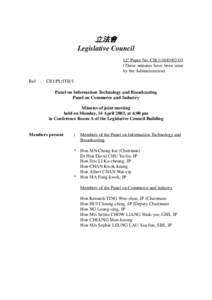 立法會 Legislative Council LC Paper No. CB[removed]These minutes have been seen by the Administration) Ref