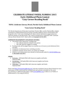 Celebrate Literacy Week, Florida! 2015 Early Childhood Photo Contest 