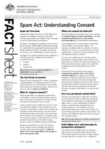 Computing / Ethics / Email spam / Spam Act / Electronic mailing list / Spam / Consent / Mailing list / Anti-spam techniques / Spamming / Email / Internet