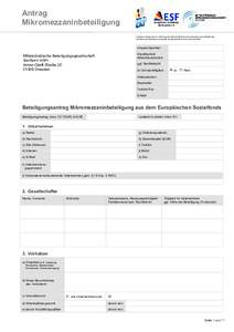 Antrag Mikromezzaninbeteiligung In diesem Antrag wird zur Wahrung der Übersichtlichkeit und Lesbarkeit ausschließlich die männliche Schreibweise verwendet, die die weibliche Form mit einschließt.  Ansprechpartner