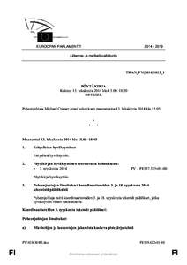 [removed]EUROOPAN PARLAMENTTI Liikenne- ja matkailuvaliokunta  TRAN_PV(2014)1013_1
