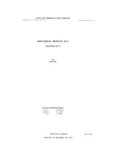 LAWS OF TRINIDAD AND TOBAGO MINISTRY OF LEGAL AFFAIRS www.legalaffairs.gov.tt  INDUSTRIAL DESIGNS ACT