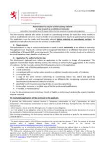 14_Cond.AST.Sportif.EN[removed]Authorisation to stay for a third-country national in view to work as an athlete or instructor (article 54 of the modified law of 29 August 2008 on the free movement of people and immigrati