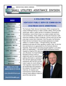 A WELCOME FROM  INSIDE KENTUCKY PUBLIC SERVICE COMMISSION