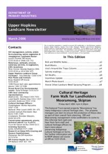 DEPARTMENT OF PRIMARY INDUSTRIES Upper Hopkins Landcare Newsletter March 2006