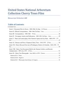 United States National Arboretum Collection Cherry Tree Files