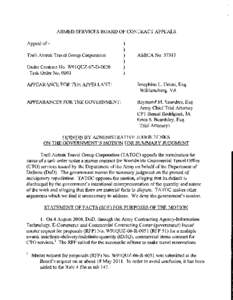 ARMED SERVICES BOARD OF CONTRACT APPEALS   Appeal ofTzell Airtrak Travel Group Corporation Under Contract No. W9IQUZ-07-D-0020 Task Order No. 0001