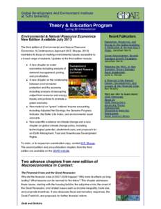 Global Development And Environment Institute at Tufts University Theory & Education Program Spring 2013 Newsletter