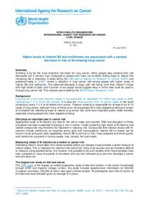 WORLD HEALTH ORGANIZATION INTERNATIONAL AGENCY FOR RESEARCH ON CANCER LYON, FRANCE PRESS RELEASE N° [removed]June 2010