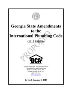 Georgia State Amendments to the International Plumbing Code[removed]Edition)  Georgia Department of Community Affairs