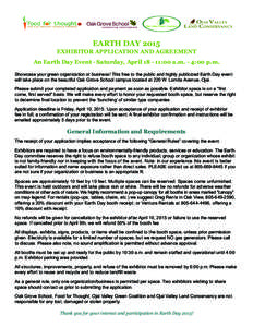 EARTH 2015 EARTHPLAY 2011 EXHIBITORDAY APPLICATION AND AGREEMENT