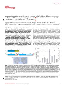 LETTERS  Q1 Improving the nutritional value of Golden Rice through 8