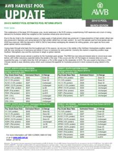 POOLHARVEST POOL ESTIMATED POOL RETURNS UPDATE MARCH EDITION