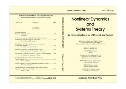 Cybernetics / Systems theory / Nature / Lyapunov stability / Stability theory / Stability / Chaos theory / Control theory / Nonlinear system / Science / Dynamical systems / Systems