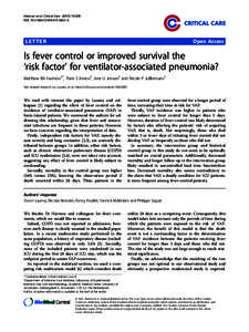Is fever control or improved survival the Łrisk factorŁ for ventilator-associated pneumonia?