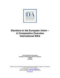 Elections in the European Union – A Comparative Overview International IDEA