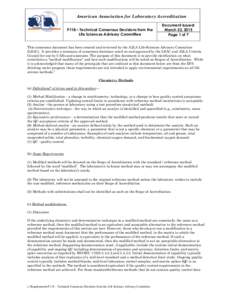 American Association for Laboratory Accreditation P118 – Technical Consensus Decisions from the Life Sciences Advisory Committee Document Issued: March 23, 2015