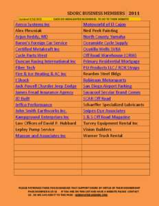 SDORC BUSINESS MEMBERS 2011 Updated[removed]CLICK ON HIGHLIGHTED BUSINESSES ,TO GO TO THEIR WEBSITE!  Aerco Systems Inc