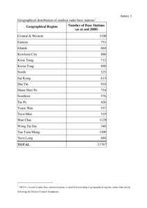 Annex 1 1 Geographical distribution of outdoor radio base stations Geographical Region Central & Western