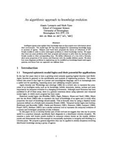An algorithmic approach to knowledge evolution Alessio Lomuscio and Mark Ryan School of Computer Science University of Birmingham Birmingham B15 2TT, UK