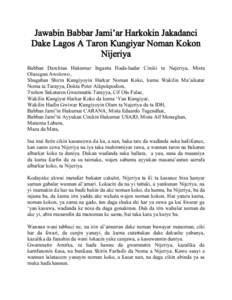 Jawabin Babbar Jami’ar Harkokin Jakadanci Dake Lagos A Taron {ungiyar Noman Kokon Nijeriya Babban Darektan Hukumar Inganta Hada-hadar Ciniki ta Najeriya, Mista Olusegun Awolowo, Shugaban Shirin {ungiyoyin Harkar Noman 