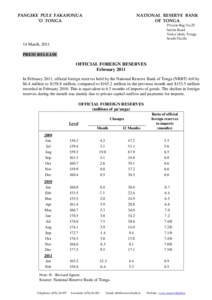 NATIONAL RESERVE BANK OF TONGA lthd