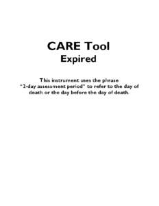 The Development of the Continuity Assessment Record and Evaluation (CARE) Tool - Expired