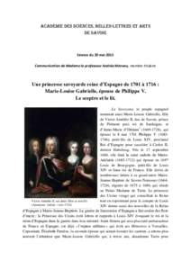 Académie des Sciences, Belles-Lettres et Arts de Savoie Séance du 20 mai 2015 Communication de Madame le professeur Andrée Mansau, membre titulaire