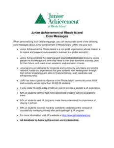 Junior Achievement of South Florida / Structure / Junior Achievement / Financial literacy / Economics