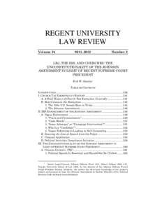 REGENT UNIVERSITY LAW REVIEW Volume–2012
