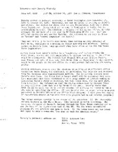 Interview with Dorothy Wimberly Room 492, OEOB 3:00 PM, October 20, 1978 Lee R. Johnson, interviewer  Dorothy served as personal secretary to Sarah Weddington form September