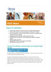 IFAH News  Issue nr 7 JuneTABLE OF CONTENTS