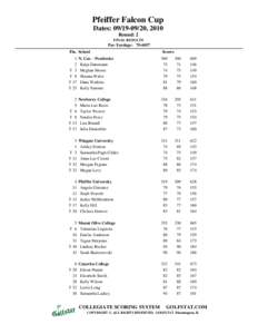 Pfeiffer Falcon Cup Dates: [removed], 2010 Round: 2 FINAL RESULTS  Par-Yardage: [removed]
