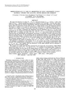 THE ASTROPHYSICAL JOURNAL, 491 : 191È199, 1997 December[removed]The American Astronomical Society. All rights reserved. Printed in U.S.A. OBSERVATIONS OF [C I] AND CO ABSORPTION IN COLD, LOW-DENSITY CLOUD MATERIAL TO