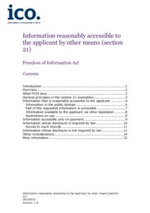 Information reasonably accessible to the applicant by other means (section 21)