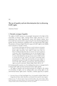 18 The use of equality and anti-discrimination law in advancing LGBT rights Dimitrina Petrova1  1. Towards a strategy of equality