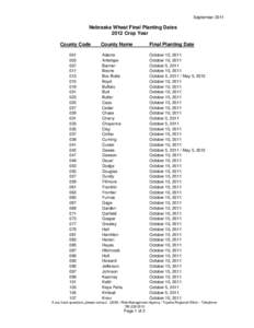 Kansas Wheat Final Planting Dates