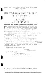 [Extract from Commonwealth of Australia Gazette, No. 24, dated 6th February, [removed]THE TERRITORY FOR THE SEAT OF GOVERNMENT. No. 5 of 1936.