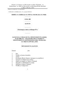 Kanuni za Uchaguzi wa Mwenyekiti wa Kijiji, Wajumbe wa Halmashauri ya Kijiji na Mwenyekiti wa Kitongoji Katika Mamlaka za Miji za Mwaka, 2014 Tangazo la Serikali Na[removed]linaendelea) TANGAZO LA SERIKALI NA. 321 la tareh