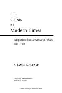 the  Crisis of  Modern Times