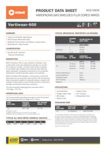 PRODUCT DATA SHEET 	  WCD 6808 HARDFACING GAS SHIELDED FLUX CORED WIRES