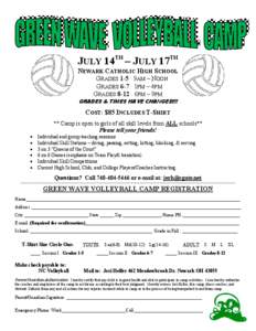 Microsoft Word - Green Wave Volleyball Camp