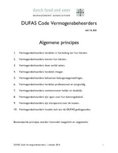 DUFAS Code Vermogensbeheerders ref. 14_041 Algemene principes 1.