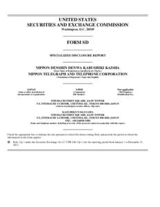 UNITED STATES SECURITIES AND EXCHANGE COMMISSION Washington, D.C[removed]FORM SD SPECIALIZED DISCLOSURE REPORT