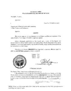 STATE OF OHIO STATE PERSONNEL BOARD OF REVIEW Wendell L. Ford Sr, Appellant,  Case No. 09-RED[removed]