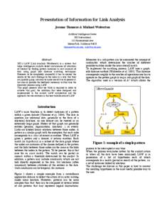 Presentation of Information for Link Analysis Jerome Thomere & Michael Wolverton Artificial Intelligence Center SRI International 333 Ravenswood Ave Menlo Park, California 94025