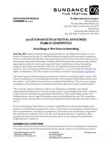 FOR IMMEDIATE RELEASE NOVEMBER[removed], 2007