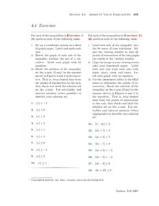 Section 4.4  Absolute Value Inequalities[removed]Exercises For each of the inequalities in Exercises 110, perform each of the following tasks.