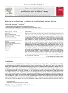 Kinematic analysis and synthesis of an adjustable six-bar linkage